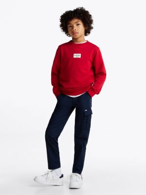 pantaloni cargo in tessuto tramato blue da bambini tommy hilfiger