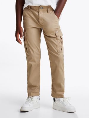 khaki gewebte cargohose für jungen - tommy hilfiger