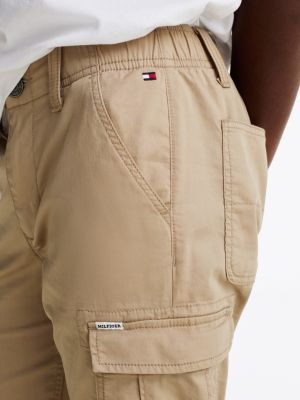 khaki gewebte cargohose für jungen - tommy hilfiger