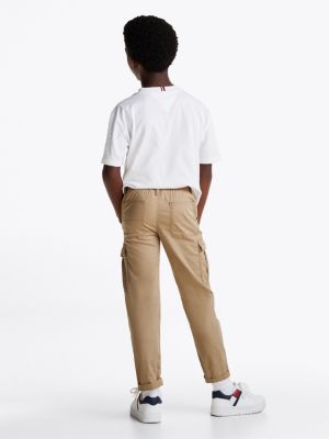 pantaloni cargo in tessuto tramato khaki da bambini tommy hilfiger