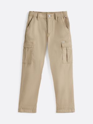 pantaloni cargo in tessuto tramato khaki da bambini tommy hilfiger