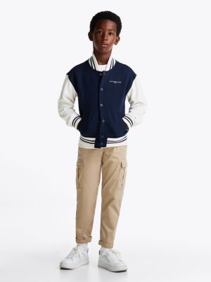 pantaloni cargo in tessuto tramato khaki da bambini tommy hilfiger