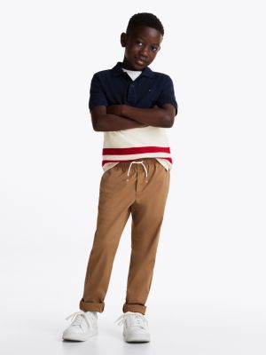 brown lightweight woven drawstring trousers for boys tommy hilfiger