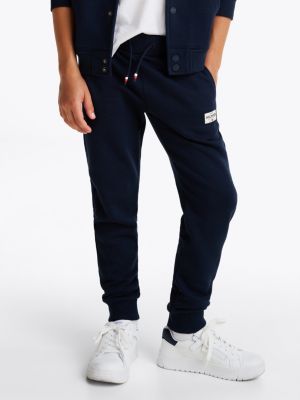 joggers 1985 collection con patch logo blu da bambini tommy hilfiger