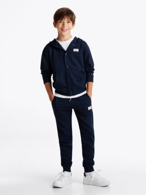 joggers 1985 collection con patch logo blu da bambini tommy hilfiger