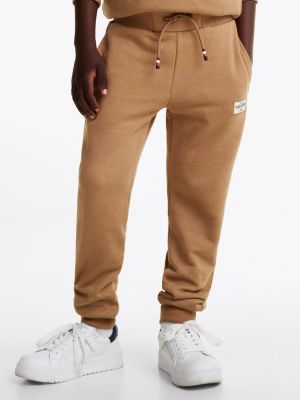 brown 1985 collection patch joggers for boys tommy hilfiger