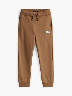 brown 1985 collection patch joggers for boys tommy hilfiger