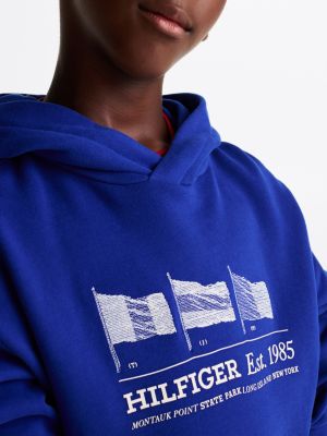 blau hoodie mit flaggen-grafik für jungen - tommy hilfiger