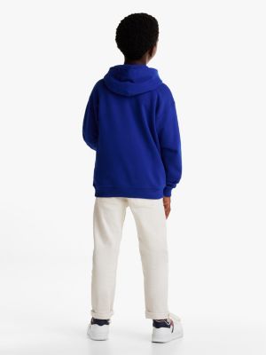 blau hoodie mit flaggen-grafik für jungen - tommy hilfiger