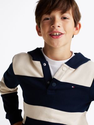 meerdere kleuren gestreepte hoodie met drukknopen voor jongens - tommy hilfiger