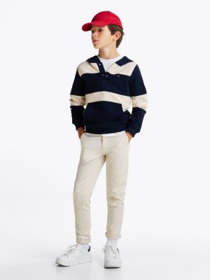 meerdere kleuren gestreepte hoodie met drukknopen voor jongens - tommy hilfiger