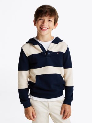 multi gestreepte hoodie met drukknopen voor jongens - tommy hilfiger