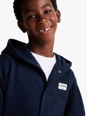 blue 1985 collection snap-button hoody for boys tommy hilfiger