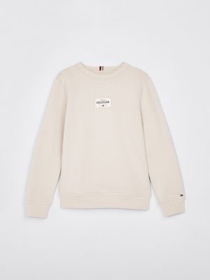 beige 1985 collection patch sweatshirt for boys tommy hilfiger