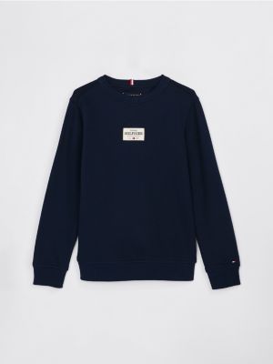 blauw 1985 collection sweatshirt met patch voor jongens - tommy hilfiger