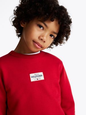 red 1985 collection patch sweatshirt for boys tommy hilfiger