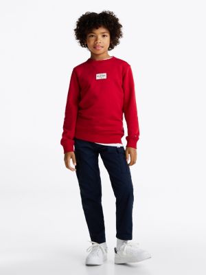 felpa 1985 collection con patch logo rosso da bambini tommy hilfiger