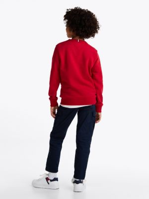 red 1985 collection patch sweatshirt for boys tommy hilfiger