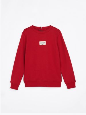 red 1985 collection patch sweatshirt for boys tommy hilfiger