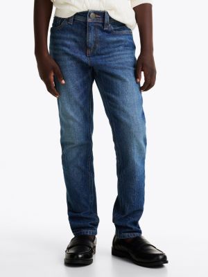 blau scanton y slim jeans mit fade-effekt für jungen - tommy hilfiger