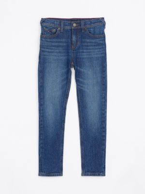 blau scanton y slim jeans mit fade-effekt für jungen - tommy hilfiger