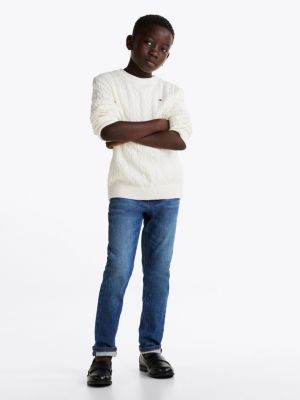 blau scanton y slim jeans mit fade-effekt für jungen - tommy hilfiger