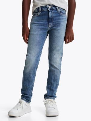 jeans straight fit vintage wash sbiaditi blu da bambini tommy hilfiger