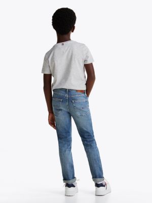 blau straight leg vintage-jeans mit fade-effekt für jungen - tommy hilfiger