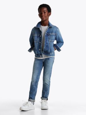 blau straight leg vintage-jeans mit fade-effekt für jungen - tommy hilfiger