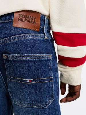 jean droit skateur usé bleu pour garçons tommy hilfiger