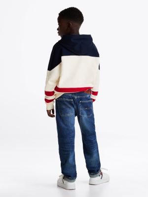 jean droit skateur usé bleu pour garçons tommy hilfiger