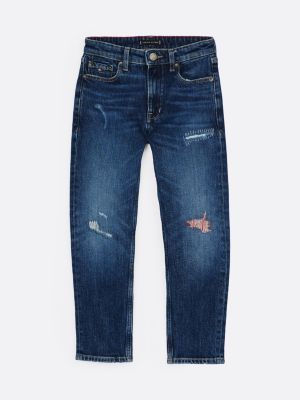 blau straight leg skater-jeans im used look für jungen - tommy hilfiger