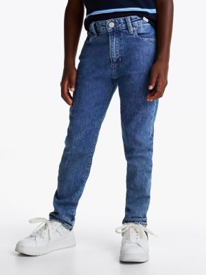 blue faded straight leg jeans for boys tommy hilfiger