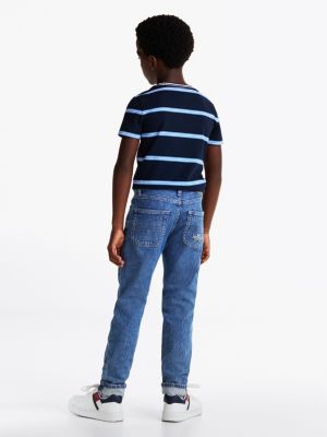 blau straight leg jeans mit fade-effekt für jungen - tommy hilfiger