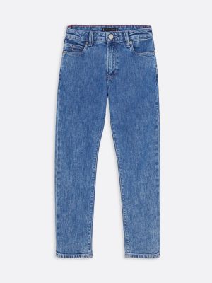 blau straight leg jeans mit fade-effekt für jungen - tommy hilfiger