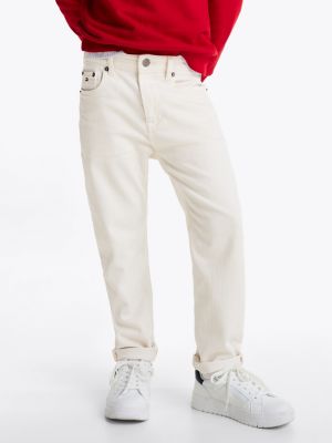 white relaxed straight leg jeans for boys tommy hilfiger