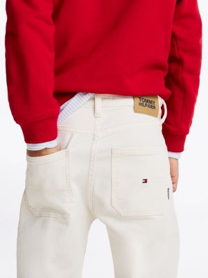 white relaxed straight leg jeans for boys tommy hilfiger