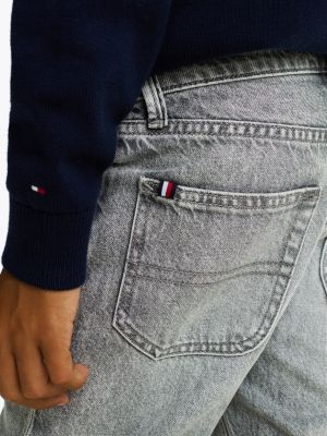 vaqueros rectos con efecto desteñido gris de niños tommy hilfiger