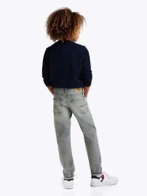 grau straight leg jeans mit fade-effekt für jungen - tommy hilfiger