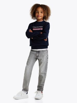 vaqueros rectos con efecto desteñido gris de niños tommy hilfiger