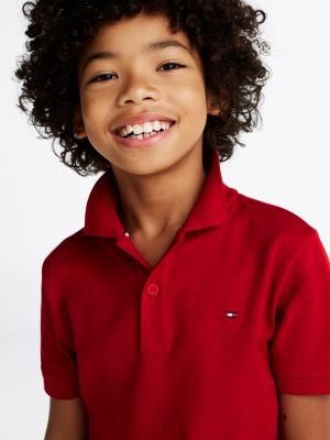 rood polo met contrasterende kraag voor jongens - tommy hilfiger