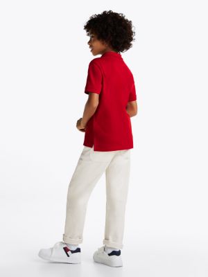 red regular fit polo shirt for boys tommy hilfiger