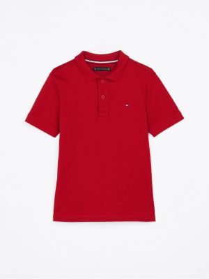 rood polo met contrasterende kraag voor jongens - tommy hilfiger