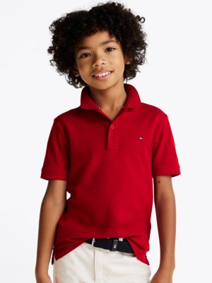 polo coupe standard red pour garçons tommy hilfiger