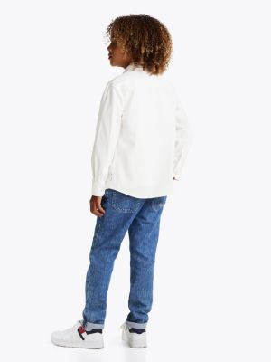 chemise coupe standard en denim blanc pour garçons tommy hilfiger