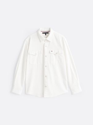 white regular fit denim shirt for boys tommy hilfiger