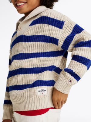 pullover a righe con colletto ampio multicolore da bambini tommy hilfiger