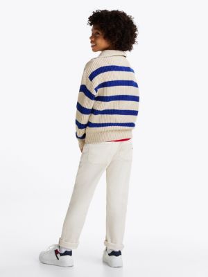 pullover a righe con colletto ampio multicolore da bambini tommy hilfiger