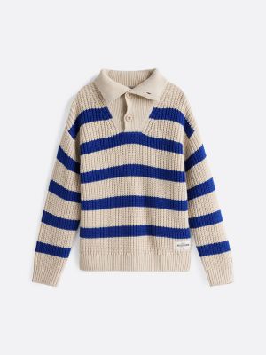 multi gestreifter pullover mit breitem kragen für jungen - tommy hilfiger