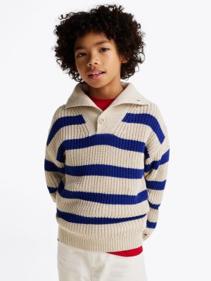 multi gestreifter pullover mit breitem kragen für jungen - tommy hilfiger